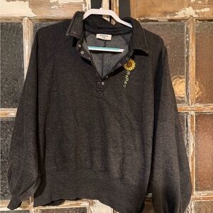 Zenana Outfitters Black womens Sweater with Sunflower Embroidery